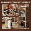 Schreibtisch in L-Form mit Regal & Monitorständer, 137x140x139,5 cm, Weiß Bild 3