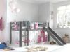 Kinderbett mit Rutsche Karolina Massivholz Grau Textilset Princess 3 Bild 2