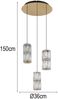 LED Cluster Pendelleuchte STEFANIE 3-flammig Gold mit Glaskristallen, Ø 36cm Bild 4