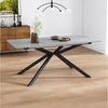 KLAM HOME Esstisch Erweiterbarer Esstisch Mit Automatischem Auszug Und Marmorstruktur (Modernes Kreuzbein Design In Schwarz Und Weiß Für Küche Und Wohnzimmer), Praktischer Multifunktionstisch Als Esstisch Und Couchtisch Nutzbar Bild 4
