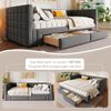 Daybett, Tagesbett, 90 x 200cm, Sofabett mit quadratischer Rückenlehne, ausziehbares Bett (ausziehbar auf 180 Queensize), 2 Schubladen, ohne Matratze, Grau Bild 2