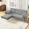 Ecksofa mit Relaxfunktion, L-Form, Schlafsofa mit Verstellbarer Rückenlehne, Polstersofa, Loungesofa, Samtbezug Bild 4