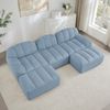 3-Sitzer Sofa 288×165×79 cm aus Granuliertes Fleece rahmenlos modular mit 2 Ottomanen, blau Bild 3