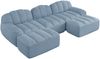 3-Sitzer Sofa 288×165×79 cm aus Granuliertes Fleece rahmenlos modular mit 2 Ottomanen, blau Bild 5