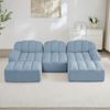 3-Sitzer Sofa 288×165×79 cm aus Granuliertes Fleece rahmenlos modular mit 2 Ottomanen, blau Bild 2