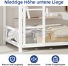 Flieks Etagenbett 90x190cm, Einzelbett 2er Set, Jugendbett, Gästebett mit Leitern und Geländer, Lärmfrei, Metall, Weiß Bild 5