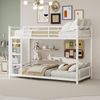 Flieks Etagenbett 90x190cm, Einzelbett 2er Set, Jugendbett, Gästebett mit Leitern und Geländer, Lärmfrei, Metall, Weiß Bild 2