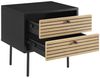 Nachtkommode 50 x 40 cm MDF Schwarz Eichenholzfront geriffelt mit 2 Schubladen Bild 4