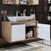 Roomart ATLANTIC-85 Badmöbel Set– 2-teiliges Badezimmermöbel Set - Waschbecken mit Unterschrank - H 45 x B 45 x T 85 cm • Weiß-Eiche Bild 2
