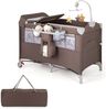 5 in 1 Beistellbett klappbar Reisebett mit Matratze 2 Ebene Babybett mit Rollen Braun Bild 2