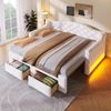 Merax Daybett, Polsterbett, Tagesbett, 90/180x200cm mit Schubladen und LED-Beleuchtung, Weiß Bild 2