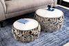 Extravagantes Couchtisch-Set RIXOS-Leaf ca. 70cm Metall silber Marmor Handarbeit Bild 2