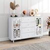 Sideboard 147x40x102 cm, weiße Spiegeloberfläche mit Kristallgriffen, 4 Schubladen & 2 Türen Bild 5