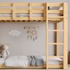 Kinder Etagenbett 90x200 mit Rutsche und Treppe, Hochbett mit Vorhang, Spielbett Schlafbett Kinderzimmermöbel, natur Bild 5