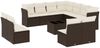 vidaXL 12-tlg. Garten-Sofagarnitur mit Kissen Braun Poly Rattan 3217833 Bild 2