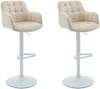 Vente-unique - PEGA Barhocker Samt BeigeWeiß - B 49 cm x H 113 cm93 cm x L 50 cm Bild 2