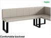 MEBLINI Eckbank für Esszimmer mit ausziehbarem Tisch - Küchenbank - Essecke - Sitzecke Küche - PETER - U-Beine 142x196x87cm Rechts - Beige Kunstleder/B Schwarz Hochgl. Bild 5