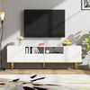 MODFU Lowboard TV-Schrank (TV-Möbel, 2Einlegeböden, 2 Fächern, 2 Schubladen), mit goldenen Füßen und goldenem Rand Bild 3