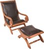Ledersessel MARA mit Hocker - Mahagoni Braun 93x93x60cm | Relaxsessel mit Fußablage Bild 1