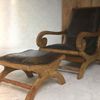 Ledersessel MARA mit Hocker - Mahagoni Braun 93x93x60cm | Relaxsessel mit Fußablage Bild 3