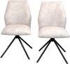 2er Set moderne Drehstühle – Samtlook Beige, mit Metallgestell & Drehfunktion Bild 3