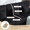 Modernes U-Sofa mit LED Ambientebeleuchtung & der USB-C-Port, 4 luxuriöse Kissen & ergonomische Premium Rückenlehne für maximalen Komfort, Massivholzrahmen, Schwarz Bild 4