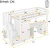 Hochbett mit Schrank, Treppe, Schreibtisch, Rausfallschutz, Lattenrost und Kleiderschrank, 90x200 cm, Einzelbett, Kiefer Bild 4