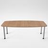 Rheinland Möbel Konferenztisch KONTI 220x103 cm – ovaler Besprechungstisch in Nussbaum mit silbernen Rundrohrfüßen & Kabelauslass, Meetingtisch für 6–8 Personen, moderner XXL-Tisch fürs Büro & Besprechungsraum Bild 2