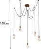 Minimal CORD Spinnenlampe mit Baldachin in Kupfer antik und fünf E27 Fassungen Bild 4