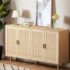 Sideboard 158 x 40 x 88 cm mit 4 Rattantüren, verstellbarem Einlegeboden und Massivholzbeinen Bild 5