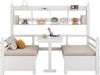 Multifunktionales Schlafsofa 90x200 cm mit Klappschreibtisch, Stauraum & Kissen – Platzsparendes Massivholzbett Weiß Bild 5