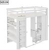 Kinder-Hochbett 90x200 cm mit Stauraum, Rollwagen, Regalen, Kleiderablage, Massivholz, Jugendzimmer,Weiß Bild 5