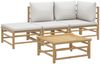 vidaXL 4-tlg. Garten-Lounge-Set mit Hellgrauen Kissen Bambus 3155080 Bild 3