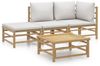 vidaXL 4-tlg. Garten-Lounge-Set mit Hellgrauen Kissen Bambus 3155080 Bild 2