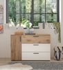 Sideboard >Daria< 1 Tür, 3 Schübe, Viking Oak Dekor hell / Weiß - 125x82,6x40cm (BxHxT) Bild 5