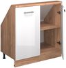Dachschrägenschrank Rion Weiß Hochglanz/Goldkraft Eiche mit 2 Türen Vicco Bild 4