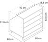 Dachschrägenschrank Rion Goldkraft Eiche 80 x 81.8 cm mit 4 Fächern, Schrankkorpus 60 cm Tiefe Vicco Bild 2