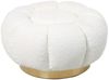 Pouf Florel aus Boucle-Stoff, Weiß, 65 x 65 x 35 cm Bild 5