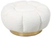 Pouf Florel aus Boucle-Stoff, Weiß, 65 x 65 x 35 cm Bild 4