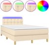 vidaXL Boxspringbett mit Matratze & LED Stoff Creme 120x200 cm, Härtegrad: H2 [3134026] Bild 2