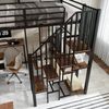 Hochbett mit Schreibtisch, Lattenrost, Regal, Treppe und Rausfallschutz, 120x200cm, Metallbett, Jugendbett, Kinderbett Bild 5