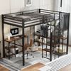 Hochbett mit Schreibtisch, Lattenrost, Regal, Treppe und Rausfallschutz, 120x200cm, Metallbett, Jugendbett, Kinderbett Bild 3