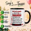 Momentals Tasse 40 Geburtstag Mann Frau – ACHTUNG – Geburtstagsgeschenk Männer Frauen, Gratis Versand · Links-&Rechtshänder · Spülmaschinenfest Bild 2