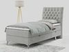 Boxspringbett MILEN, Einzelbett 90x200, Polsterbett mit Multipocket-Matratze und Topper - Hellgrau stoff - rechts - H4 Bild 1