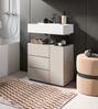 Waschbeckenunterschrank (B/H/T: 60x56x34 cm) in Kaschmir Nachbildung und schwarz Bild 5