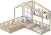 Hochbett 140×200 cm aus Metall und MDF mit LED-Beleuchtung und Stauraum, weiß Bild 5