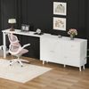 Flieks Kommode mit 360° drehbar Schreibtisch Weiß (2 St), 2 in 1 Sideboard & Computertisch Mehrzweckschrank mit Schubladen Bild 1