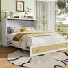 Bett 140x200 cm mit Schrankfunktion und Stauraum – Weiß, mit USB und Regal Bild 3