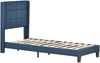 Polsterbett 90×200 cm aus Leinen-Stoff mit Lattenrost und Federkernmatratze, blau Bild 5