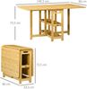 Klapptisch Esstisch aus Bambus 149,5 x 80 x 73,5 cm, ausziehbar mit 2 Ablagen Bild 4